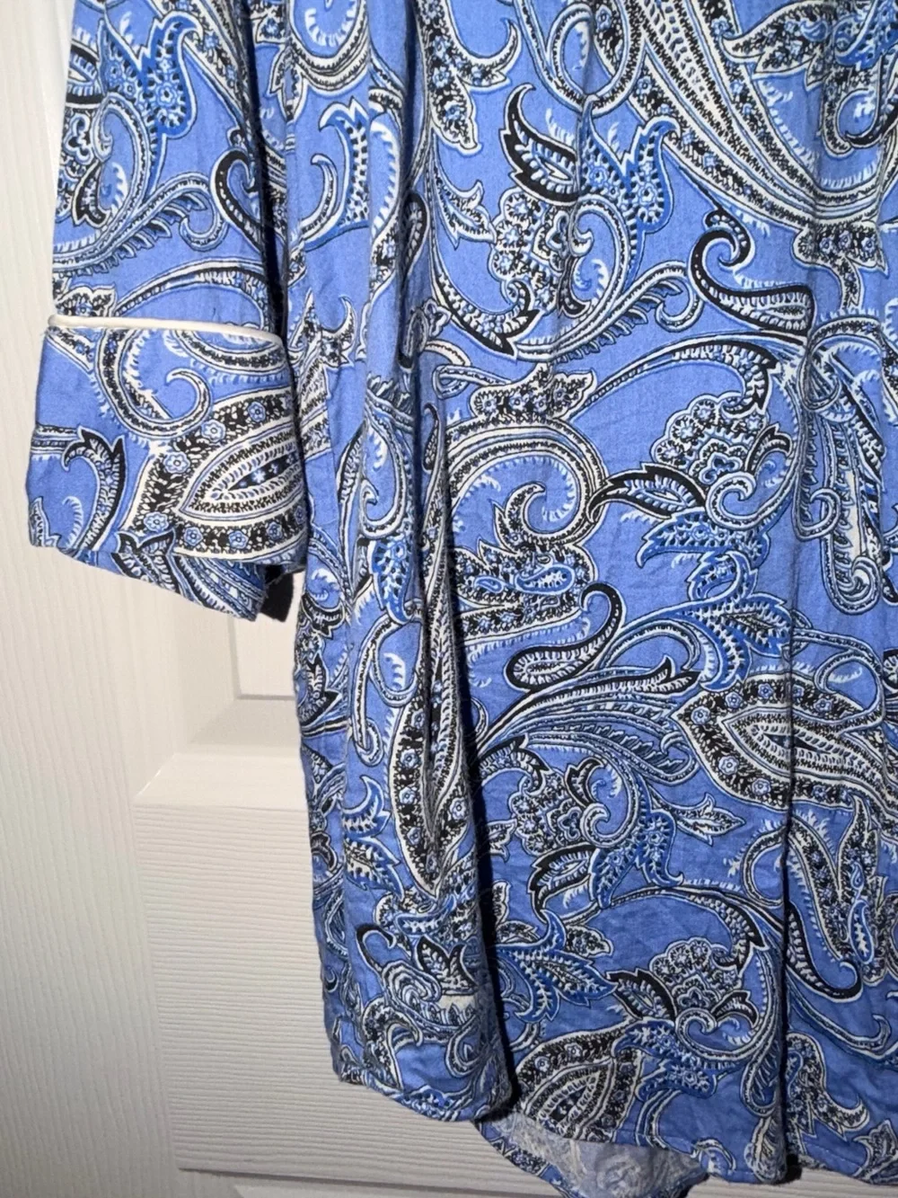 Lauren Ralph Lauren Blue Paisley Nightshirt Button Front Sleep Shirt L